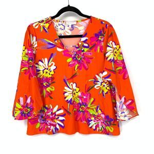 Jude Connally Daniella Jude Cloth 3/4 Flutter Sleeve Top Womens XS Floral Print
